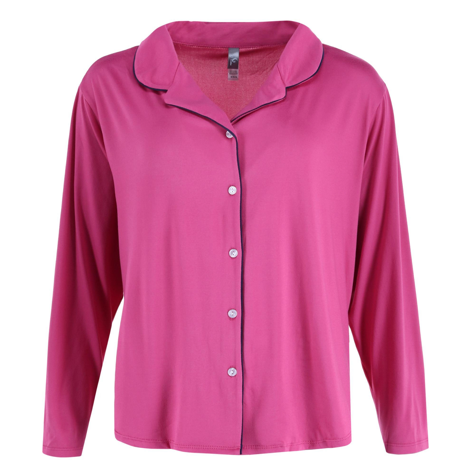 PJ Couture Women's Plus Size Notch Collar Pajama Set