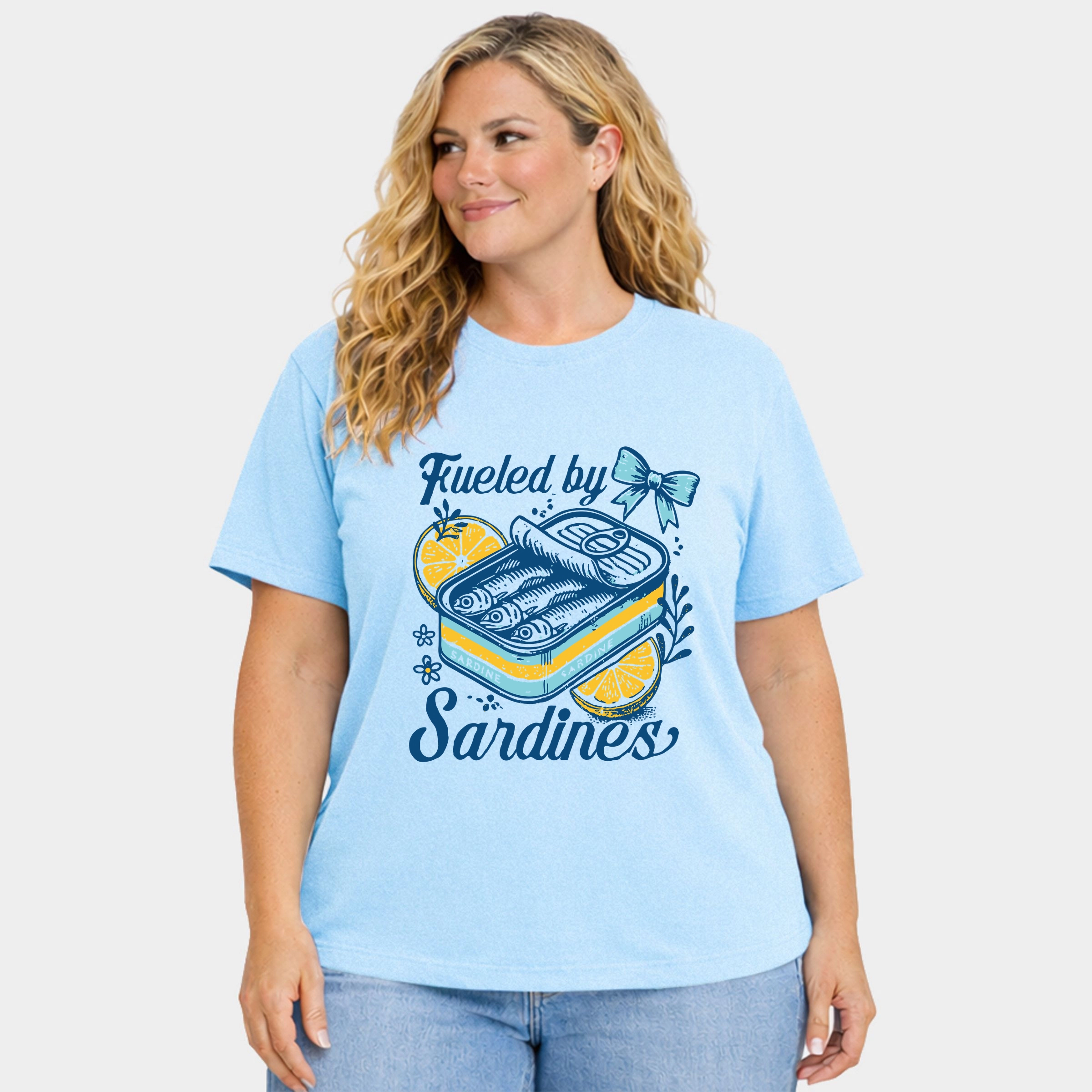 Simply Sage Market - Fueled By Sardines Women's Plus Sized Garment Dyed Graphic T-Shirt