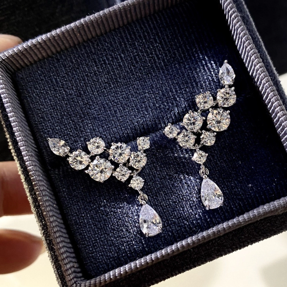 Elegant Cluster Zirconia Drop Earrings for Women Bridal Wedding Earrings Jewelry Gifts
