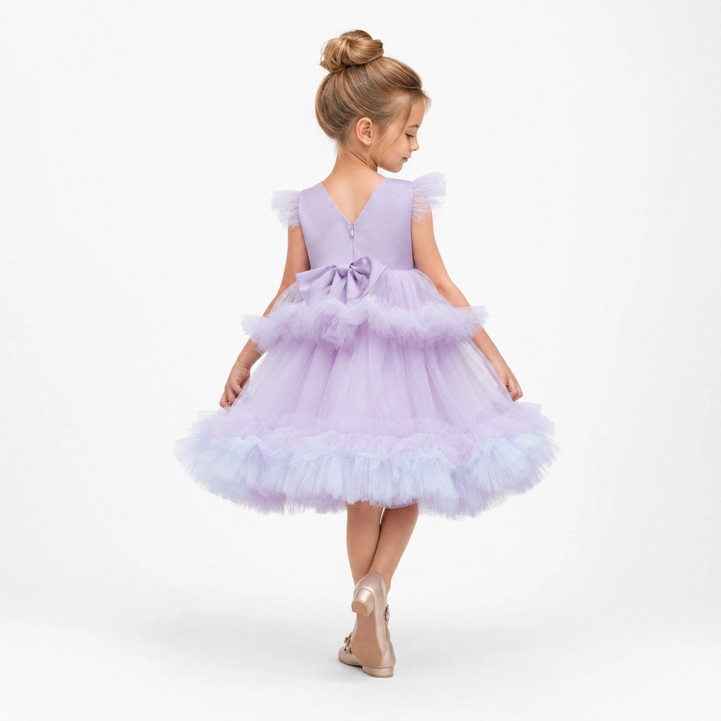 Faeella Girls Lilac Fairy Twirl Sequin Tulle Birthday Dress