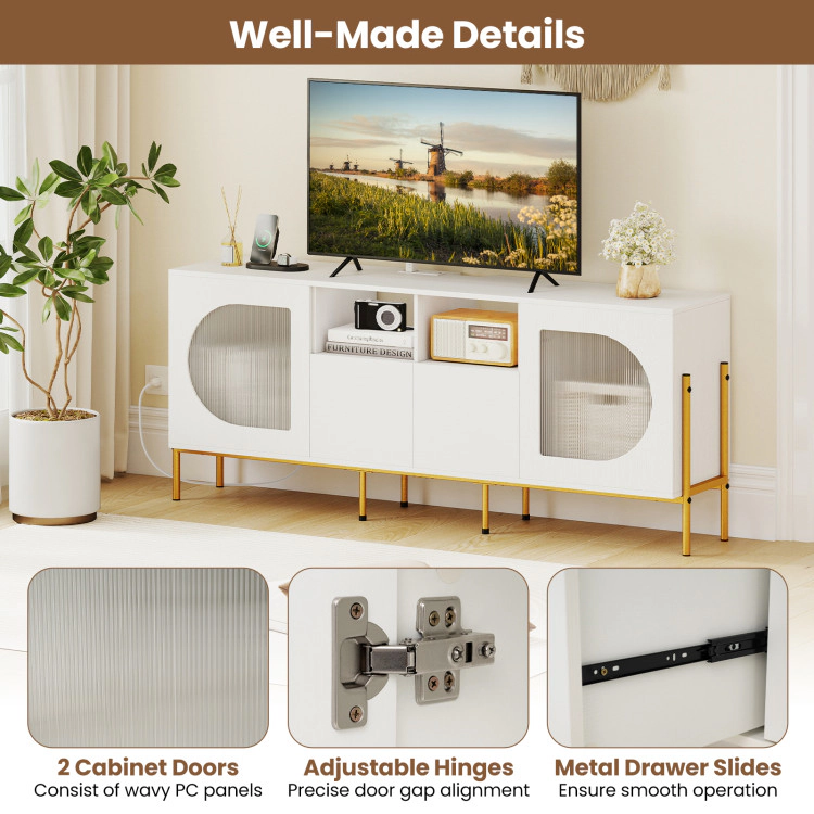 Hivvago Tv Stand For 70 Inch Tv With Power Outlets Drawers And Open Shelves