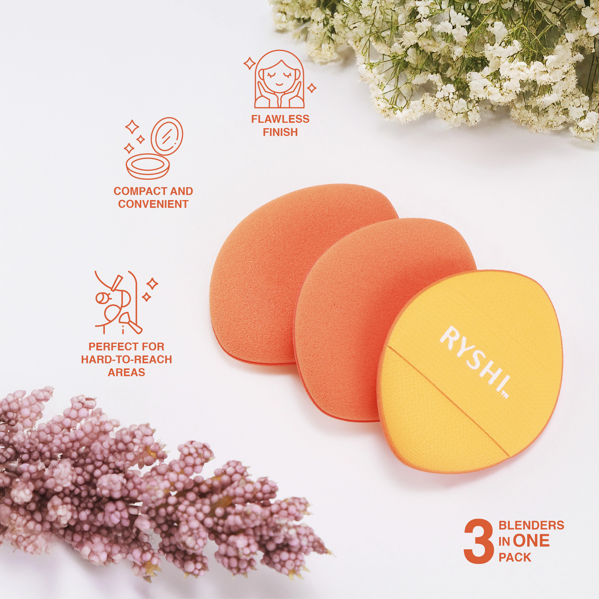 Pursonic Women's Precision Makeup Applicator Finger Beauty Blenders 3-Pack