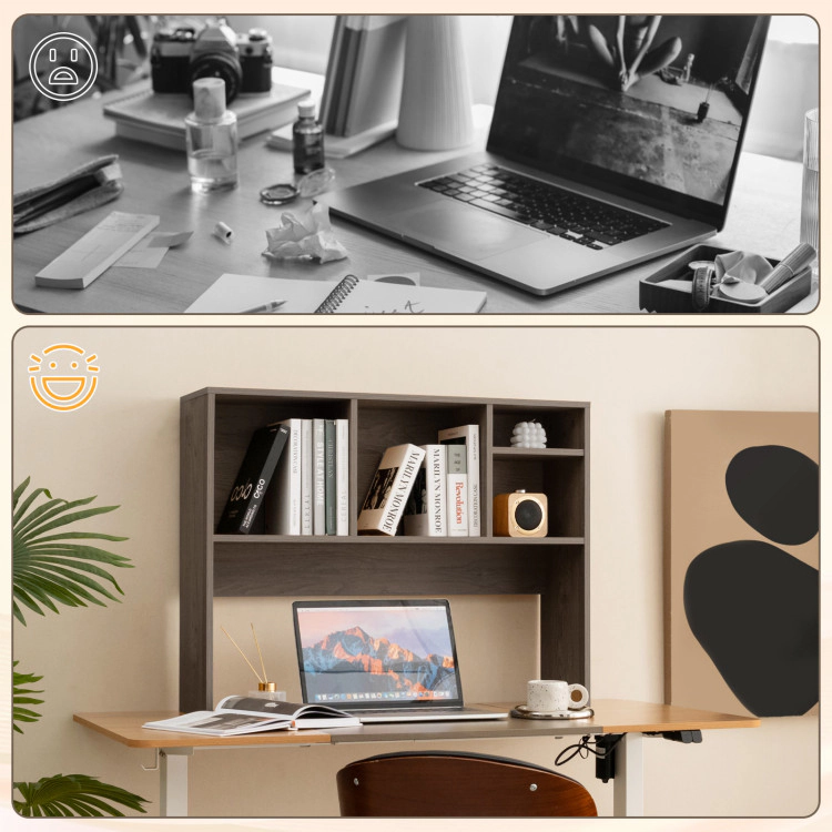 Hivvago Computer Desktop Bookcase with 4 Cubbies and Open Back Compartment