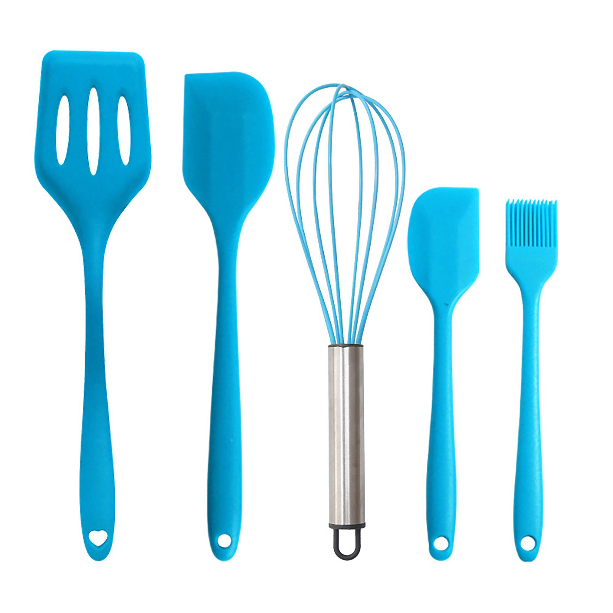 Alilang Women 5-Piece Silicone Kitchen Utensil Set with Spatulas, Whisk and Pastry Brush
