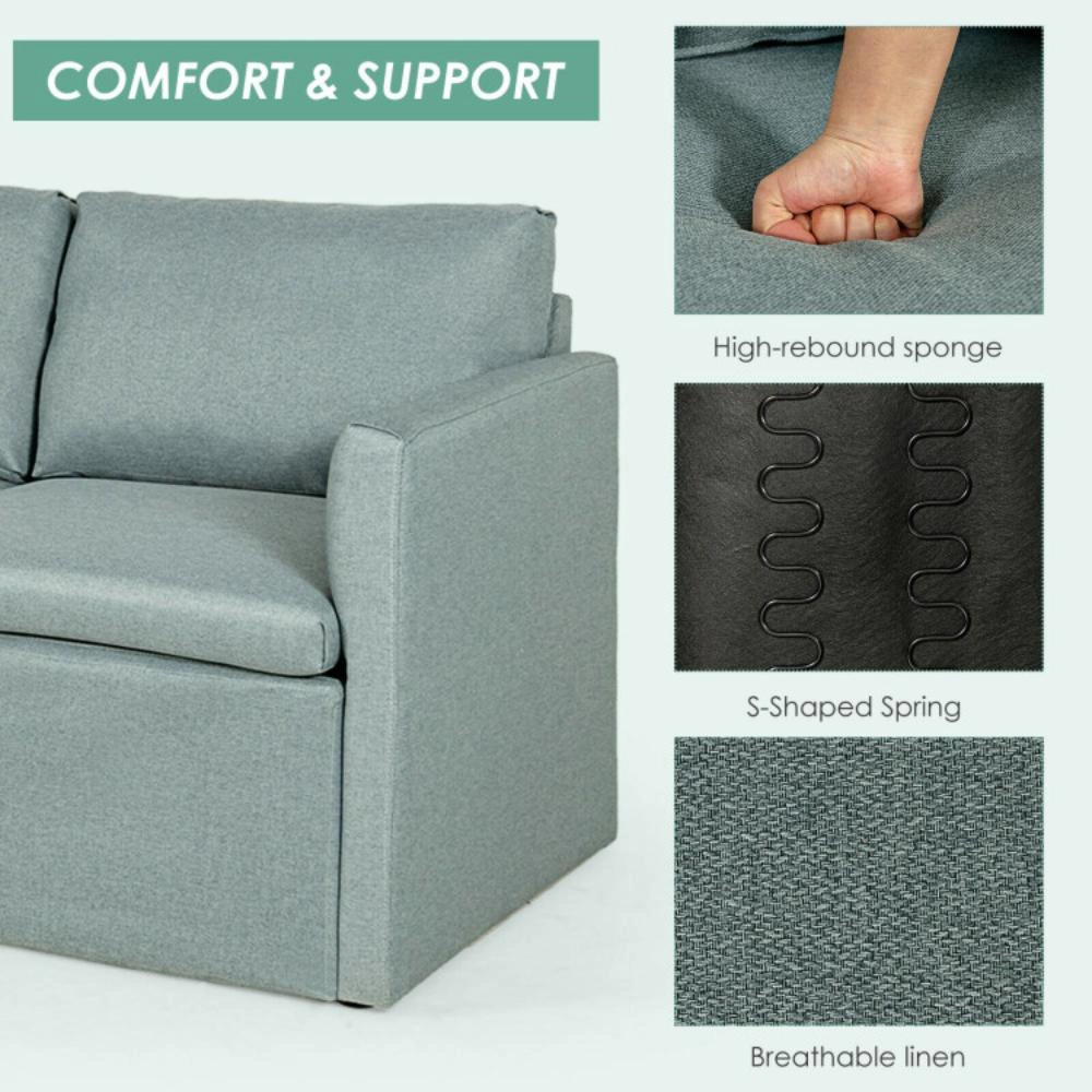 Hivvago Reversible Chaise L-Shaped Sectional Couch with Convertible Design