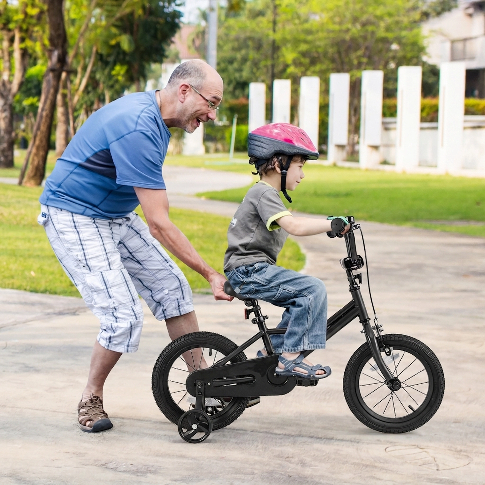 14-in Kids Bike Removable Training Wheels Low Step Frame Hand/Coaster Brakes Bell Reflectors Boys/Girls Ages 3-5 Black