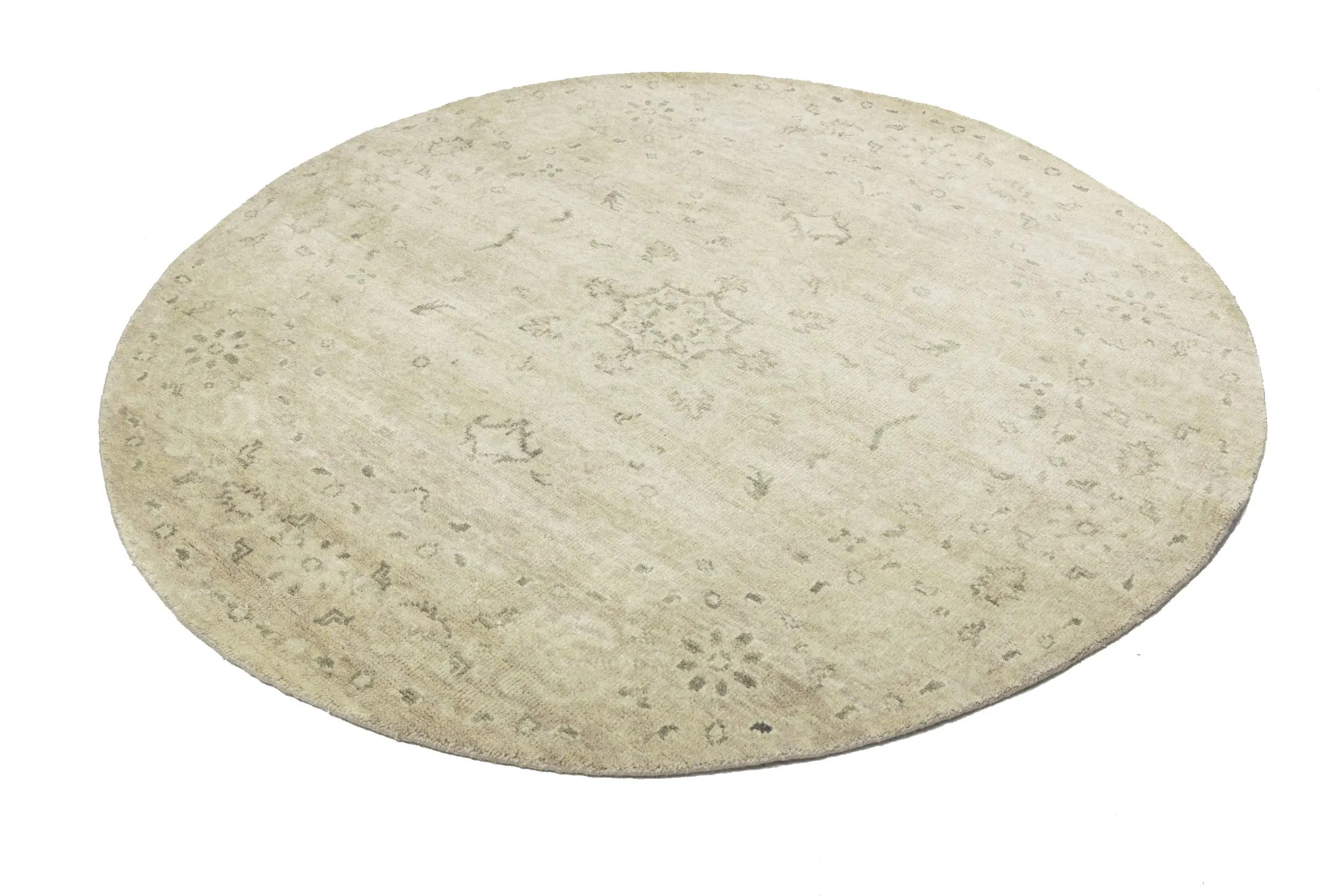Magic Rugs Muted Pinkish Beige Floral 6X6 Transitional Oriental Round Rug