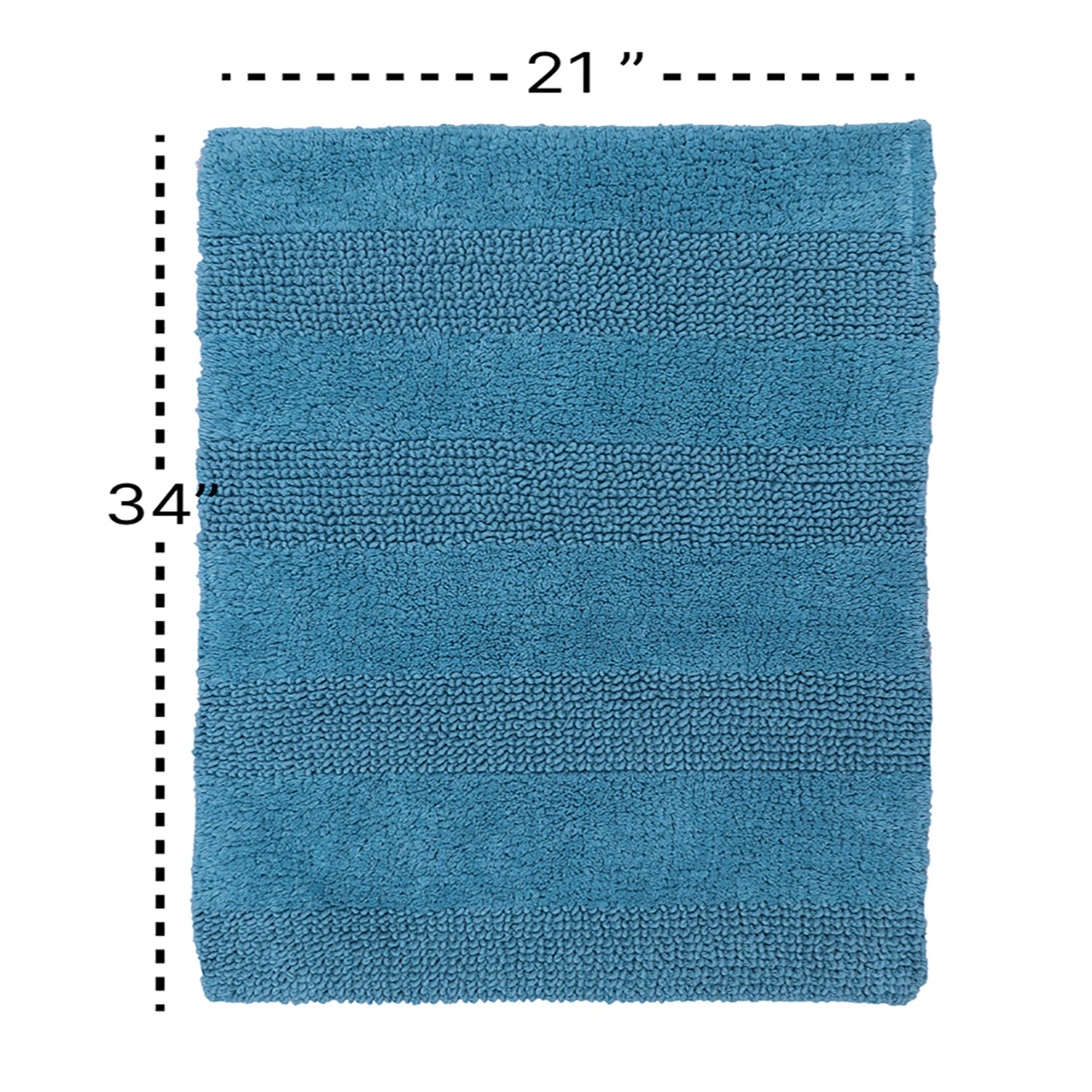 Knightsbridge Stylish And Comfortable All Season Traditional Wide Cut Design Cotton Bath Rug 21 X 34 Aqua