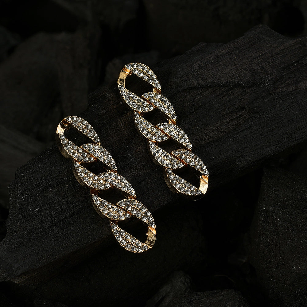 SOHI Women's Silver Chainlink Drop Earrings