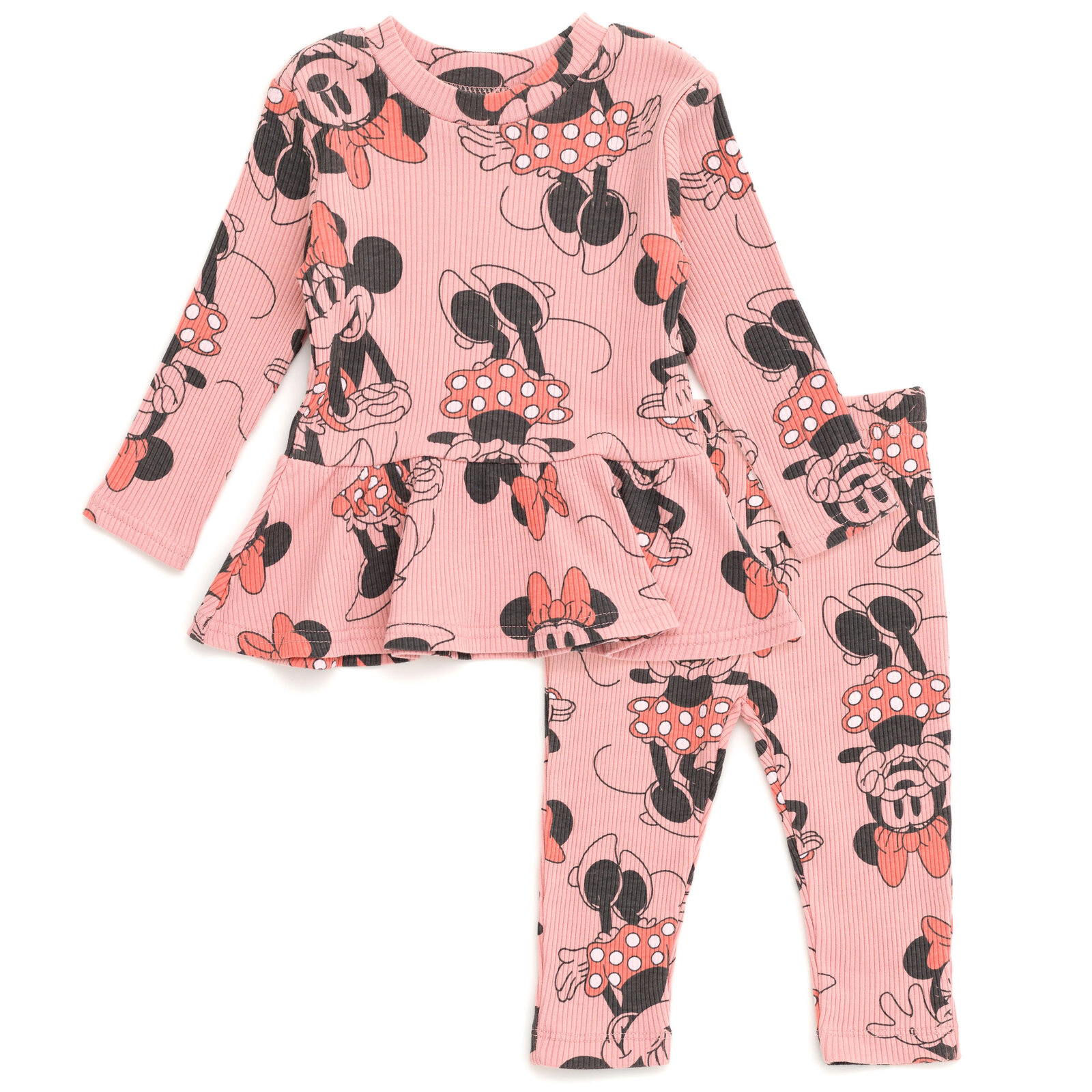 Disney Girls' Ribbed Long Sleeve Tee and Pants Set