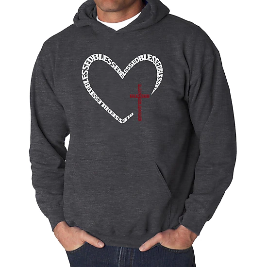 LA Pop Art Blessed Heart - Men's Word Art Hooded Sweatshirt