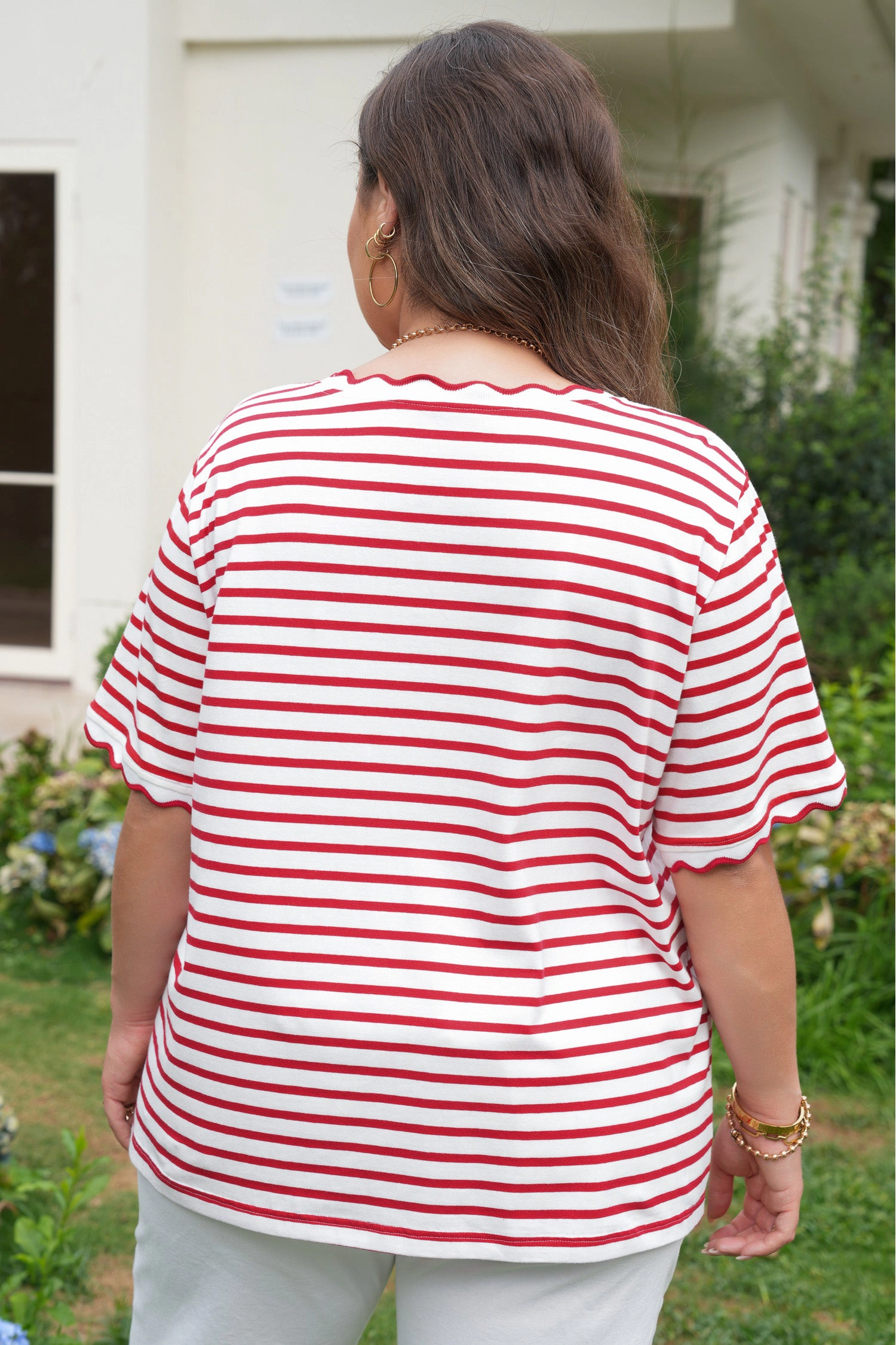 Threaded Pear Women's Esther Trim Short Sleeve PLUS Top