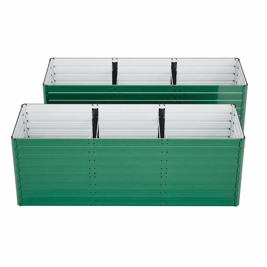 WOW PIONEER Large Rectangular Elevated Metal Raised Planter Box for Vegetables Flowers Herbs Patio Backyard