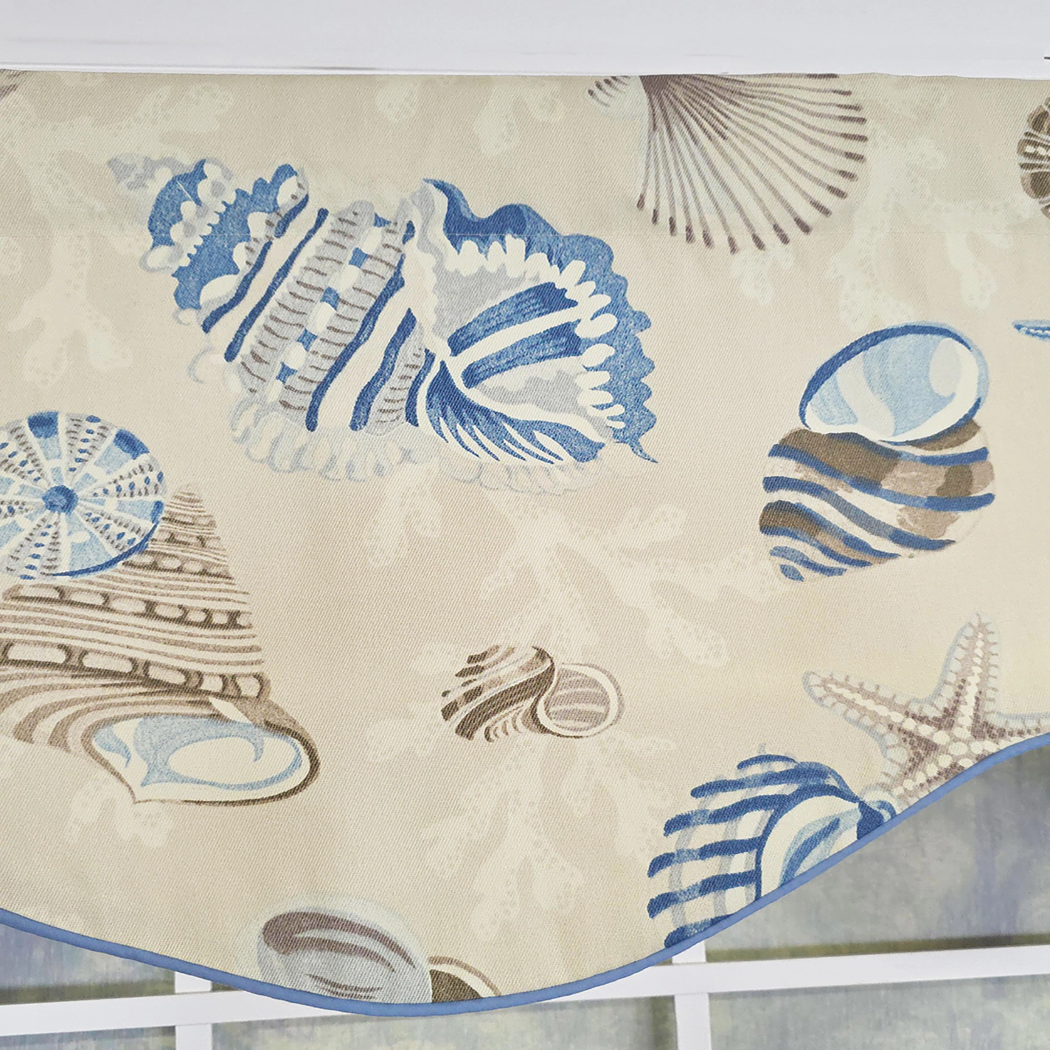 RLF Home Beachbound Cornice 100% Cotton Rod Pocket Lined  Window Valance 50" x 17" Blue