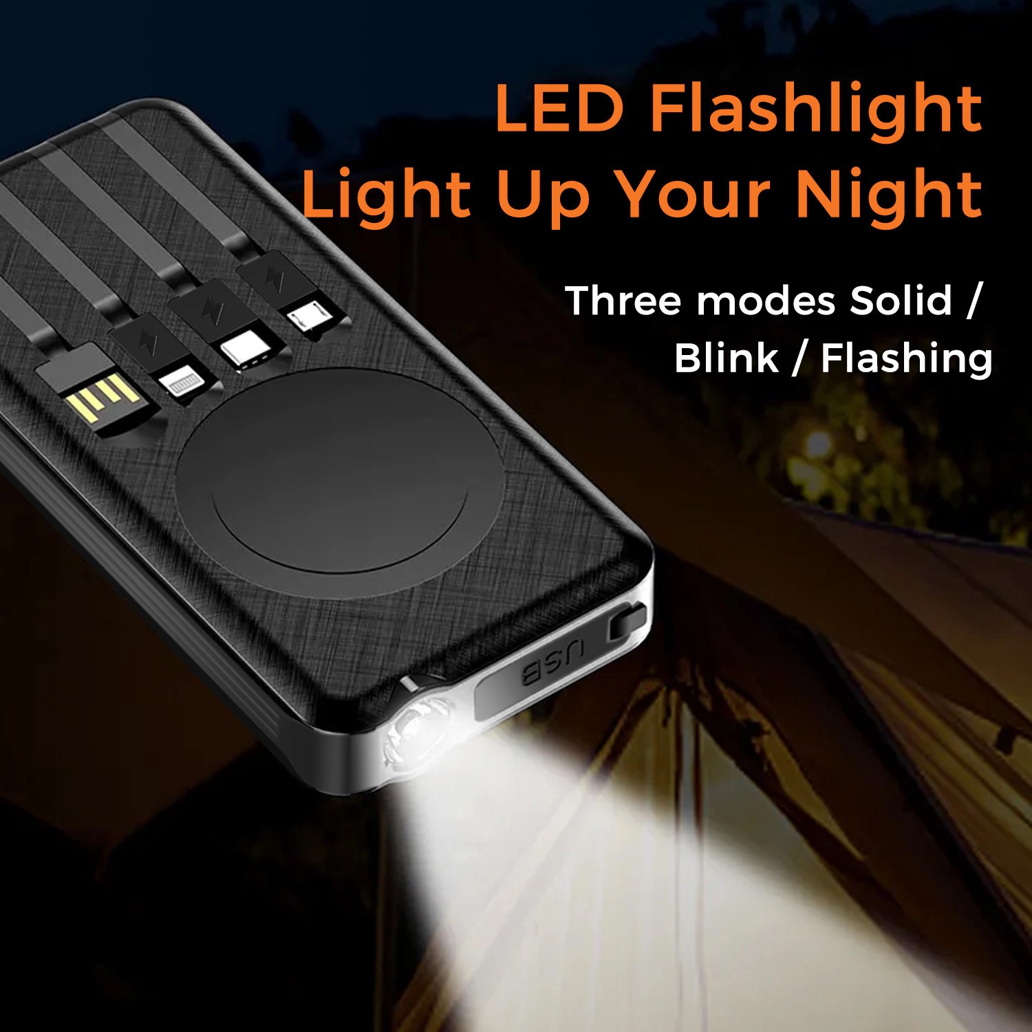 Alpha Digital 10,000mAh, Solar, 4 Cables, Wireless Charging - Power Bank