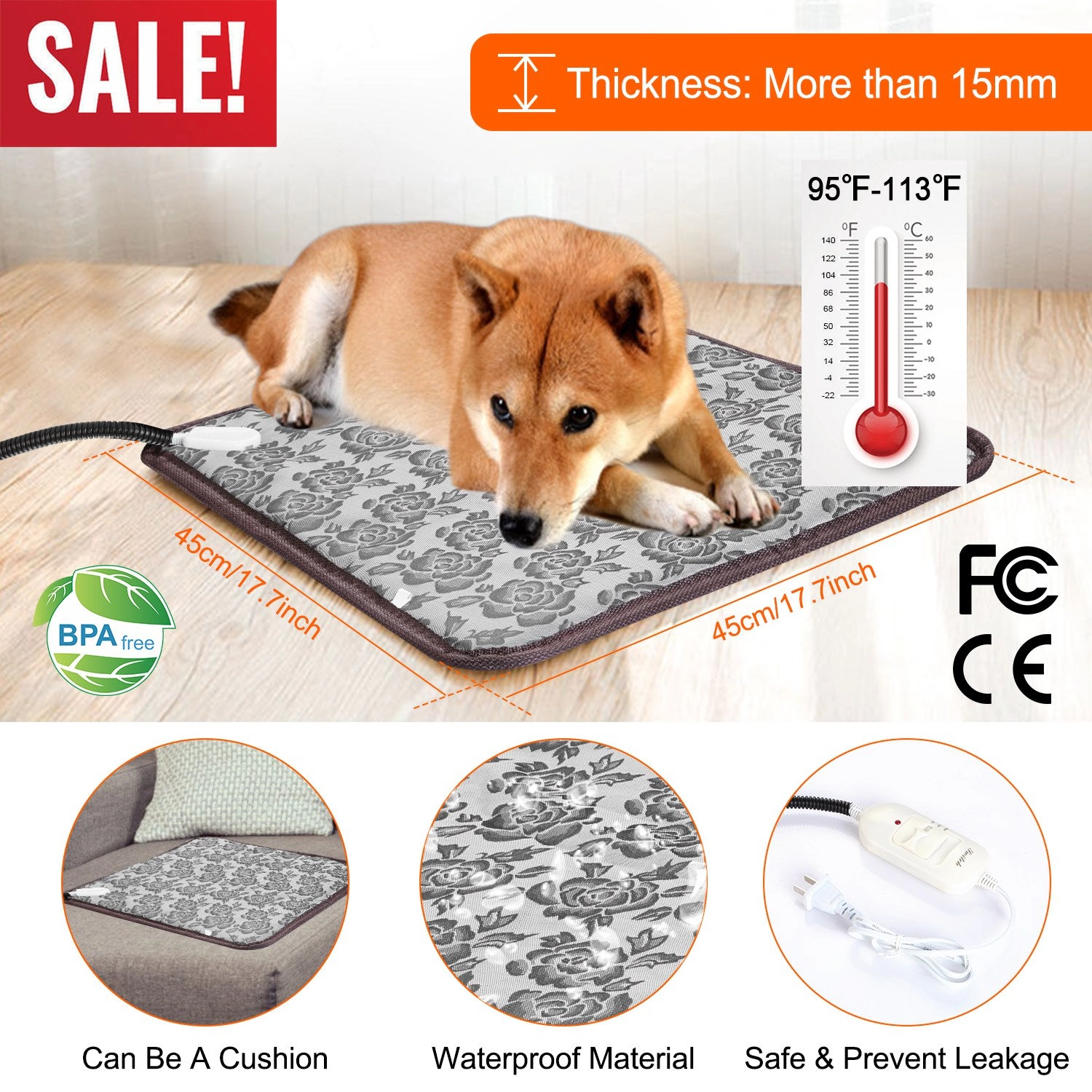 GBruno Waterproof Adjustable Pet Heating Pad