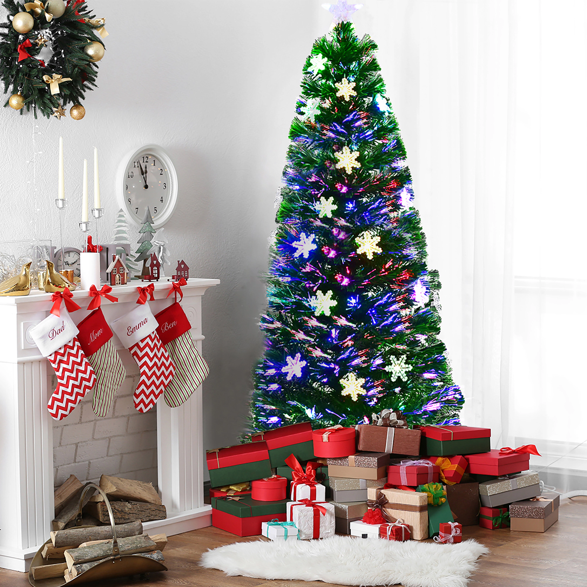 Costway 6ft Pre-Lit Fiber Optic Christmas Tree Multicolor Lights