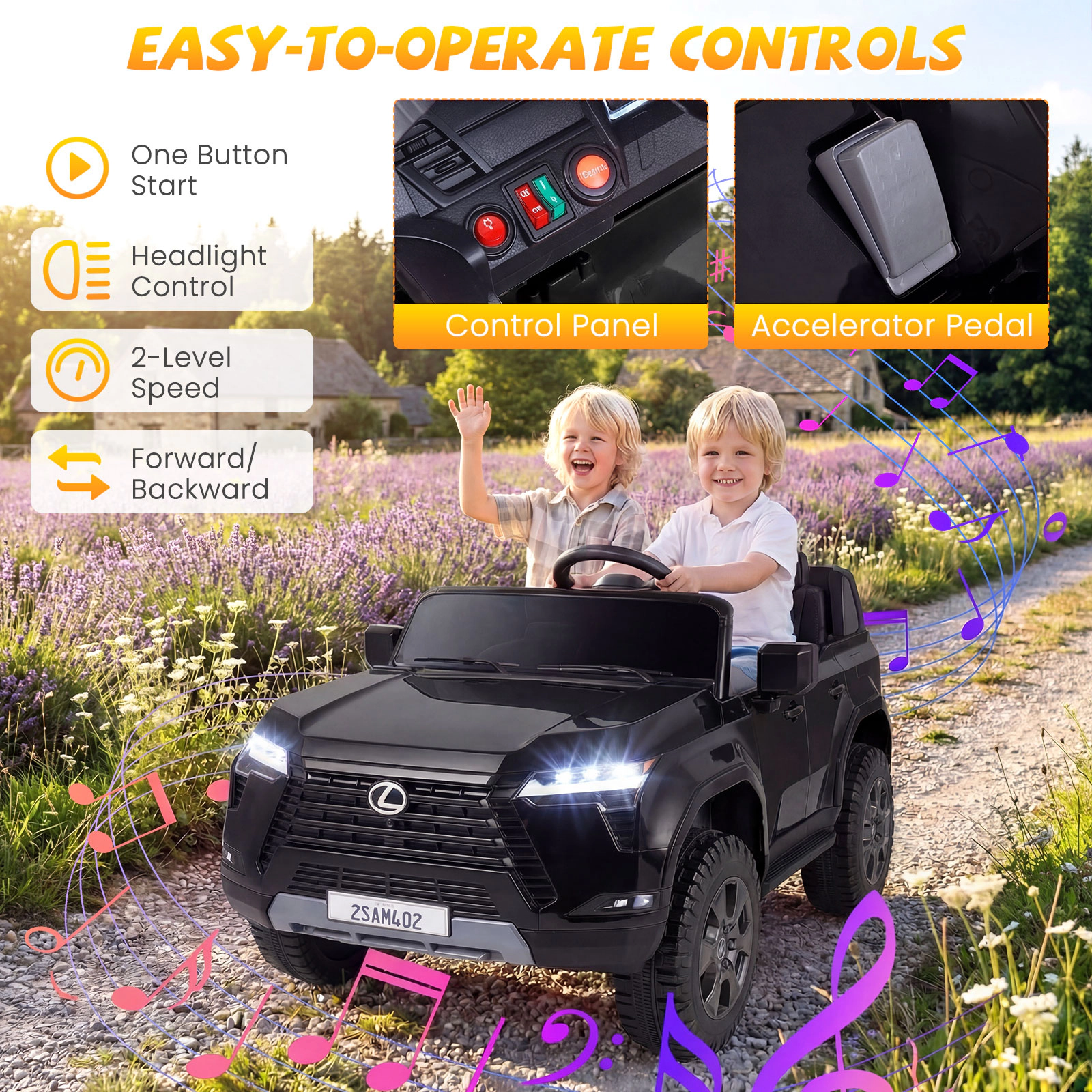Costway Ride on Car for Kids, 24V 4WD Licensed LEXUS GX550 Electric Vehicle with Remote White