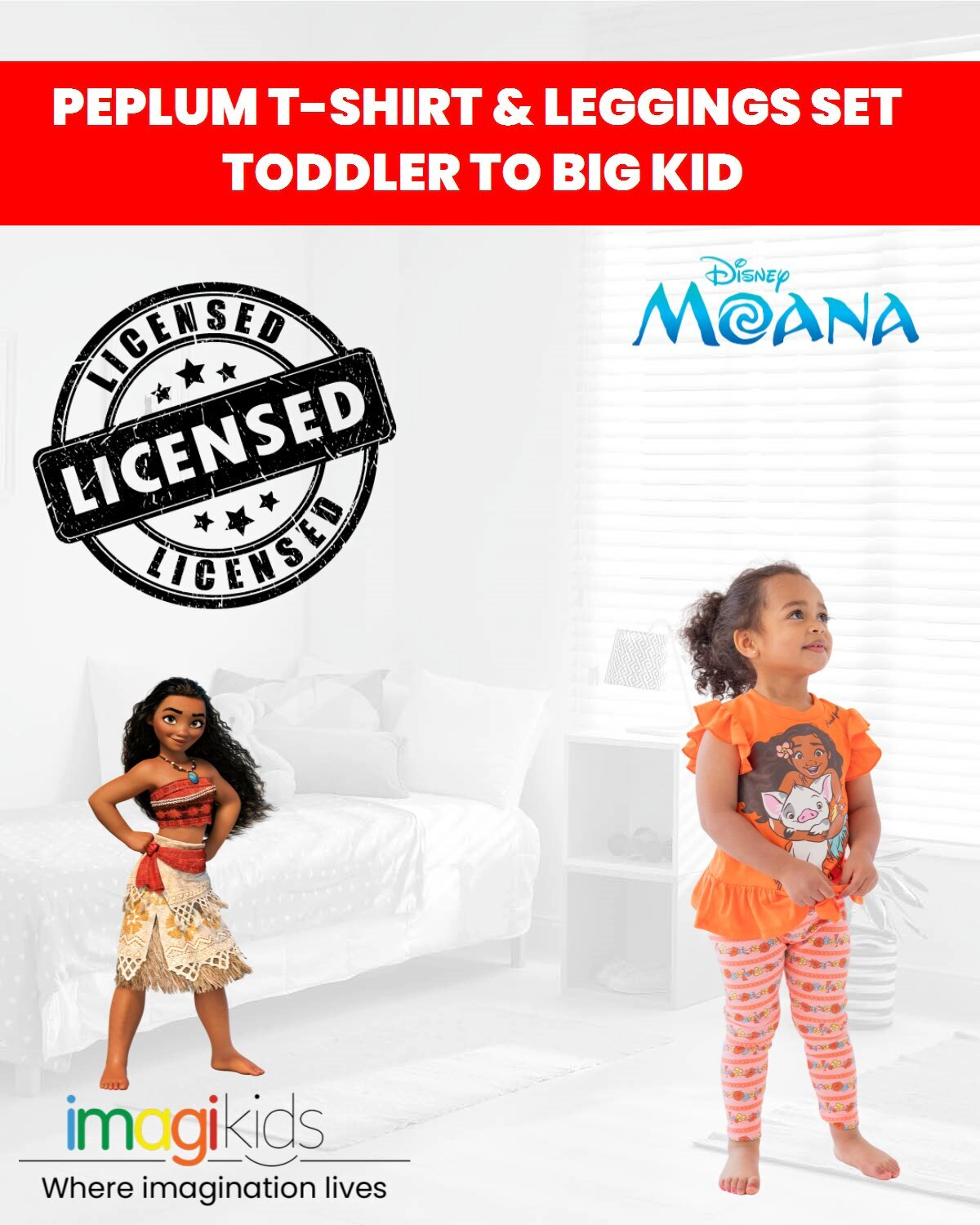 Disney Moana Girls' 2-Piece T-Shirt and Leggings Set