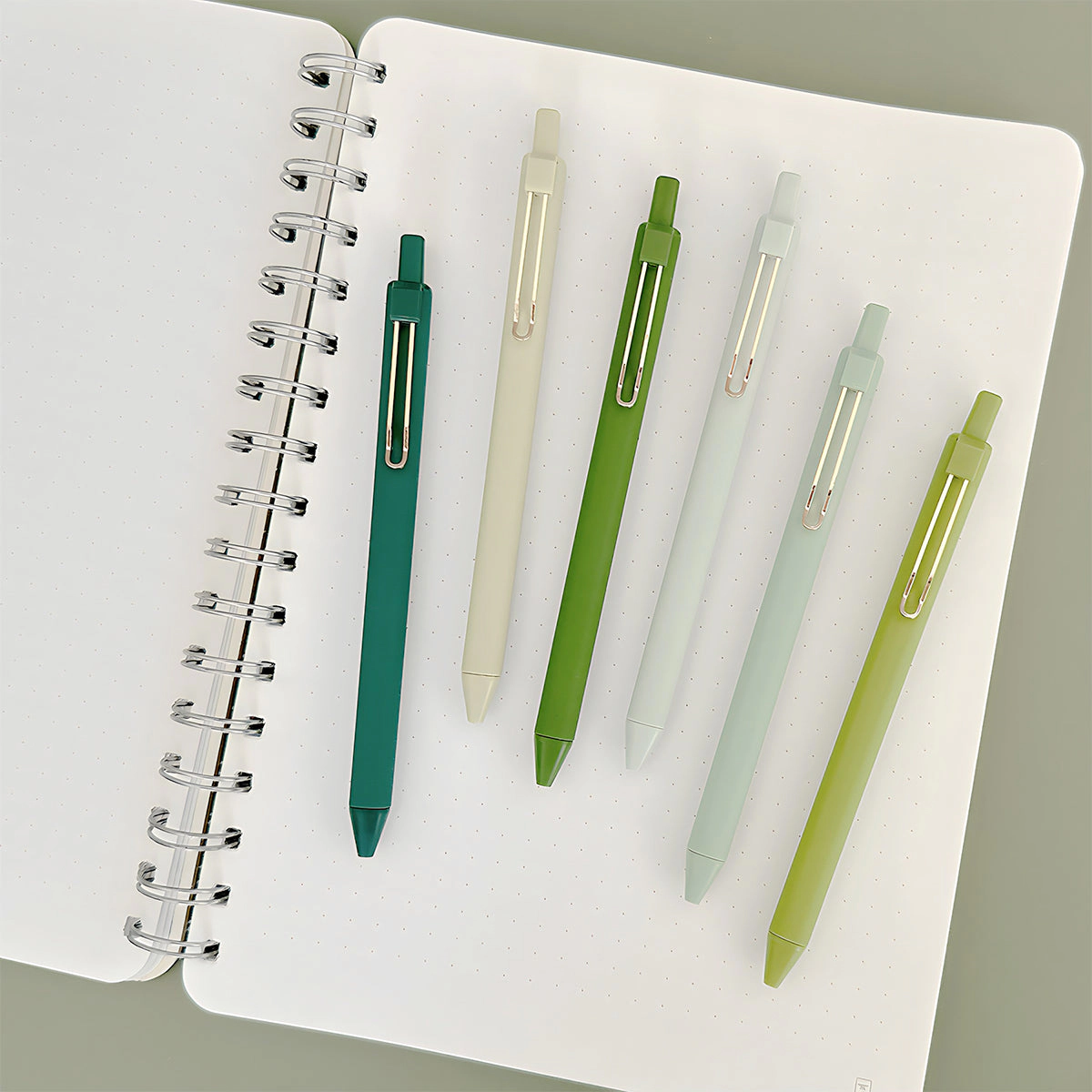 Wrapables Retractable Black Ink Gel Pens, 0.5mm Fine Point for Home and Office, Green, Set of 6