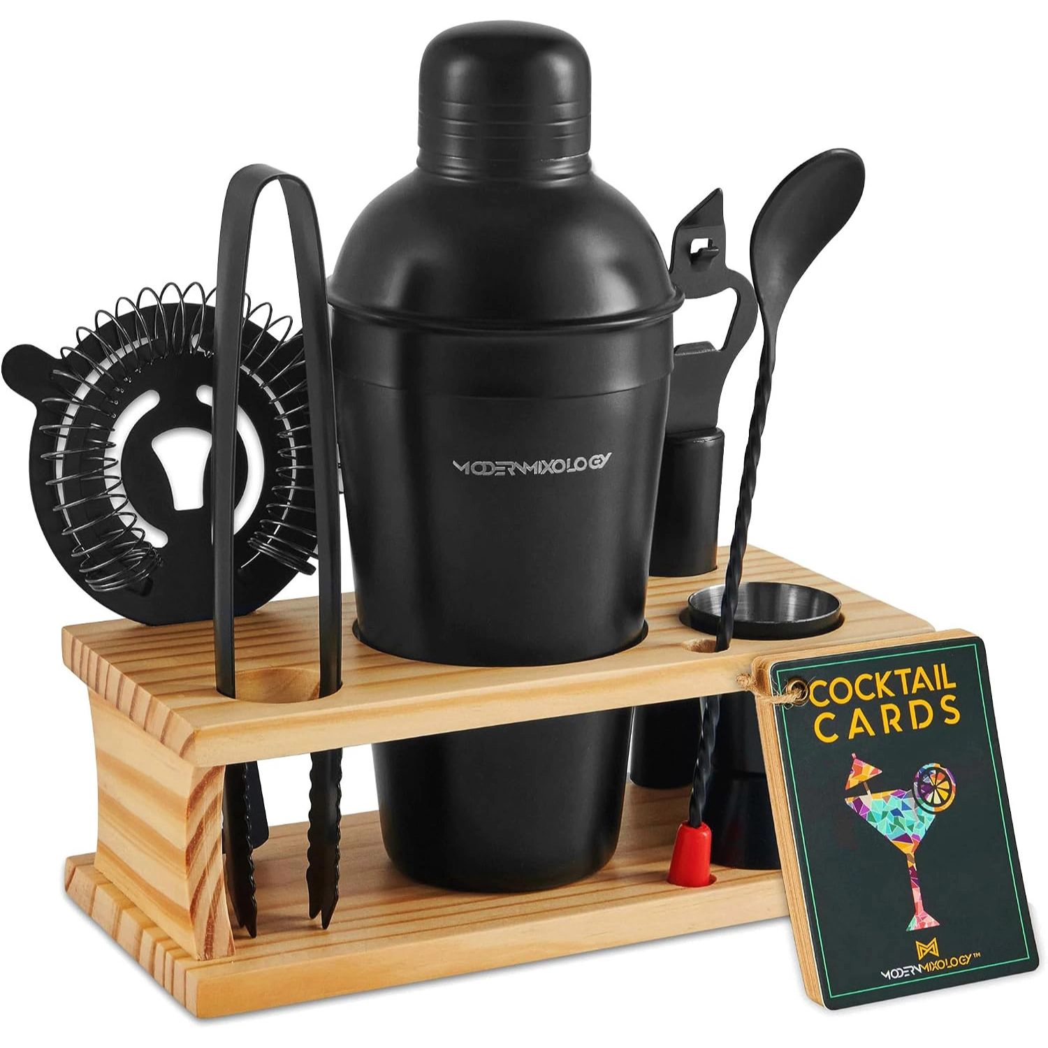Mixology & Craft Cocktail Shaker Set: 8-Piece Bartender Kit with Stand | Complete Gift Set