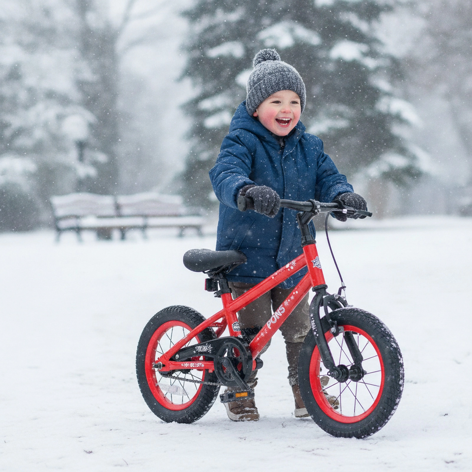 12-in Kids Bicycle Holiday Music Box Safety Flag Detachable Training Wheels Padded Saddle Ages 3-5 Red
