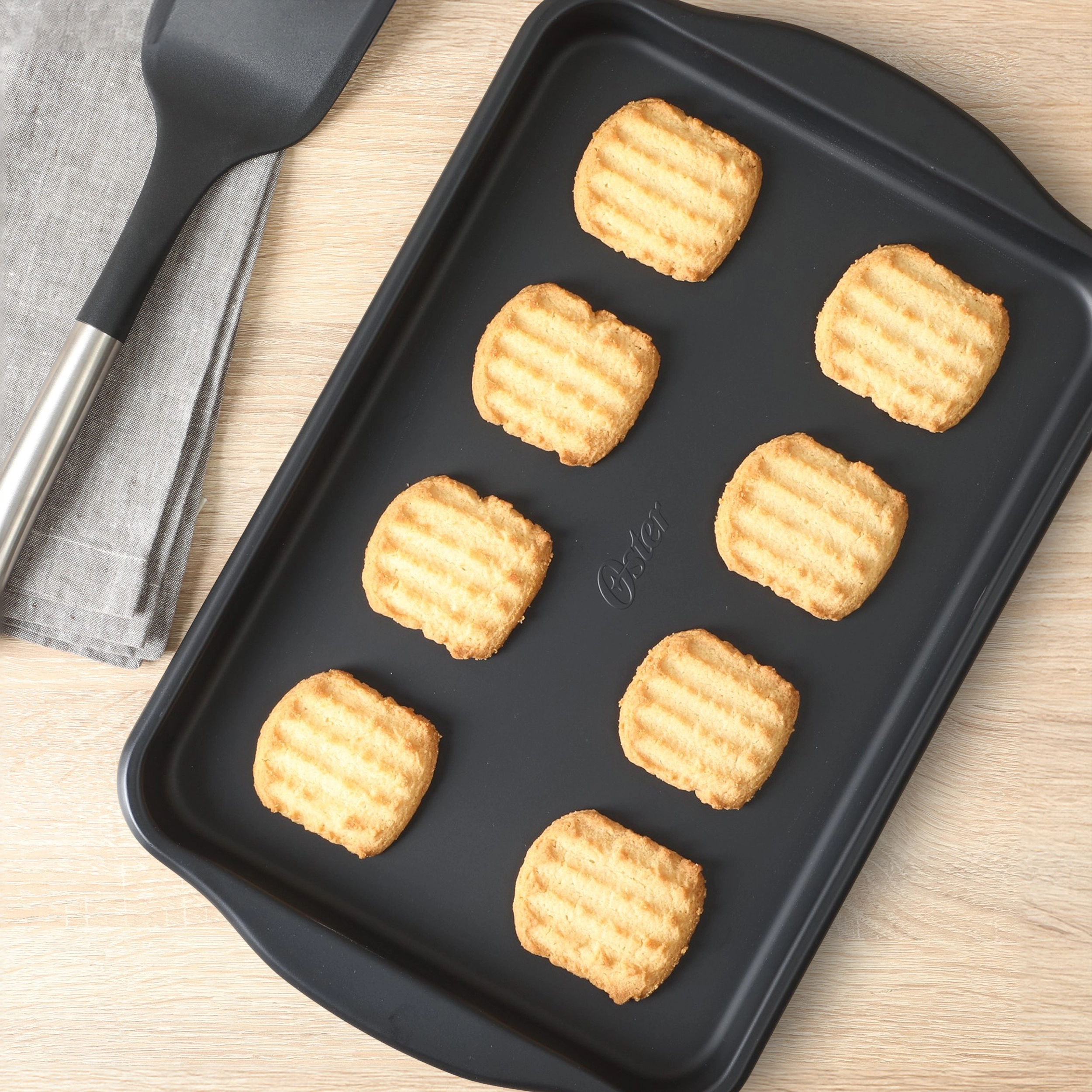Oster Teston Platinum Collection 18x15 Inch Nonstick Carbon Steel Cookie Sheet in Matte Black