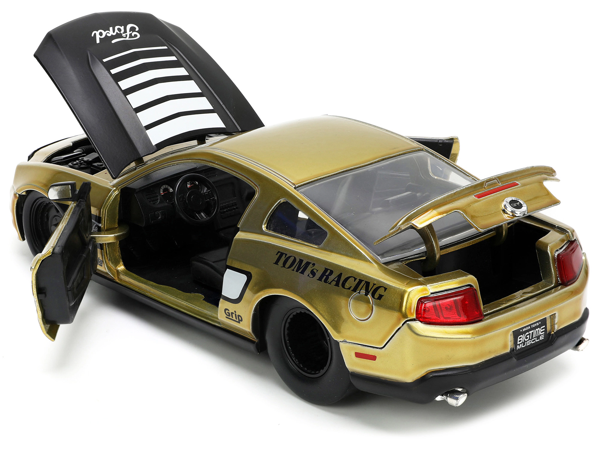 Jada 2010 Ford Mustang GT Gold Metallic with Black Graphics and Hood "Tom's Racing" "Bigtime Muscle" Series
