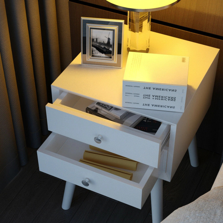 Hivvago Mid-Century Wooden Multipurpose End Table with 2 Storage Drawers