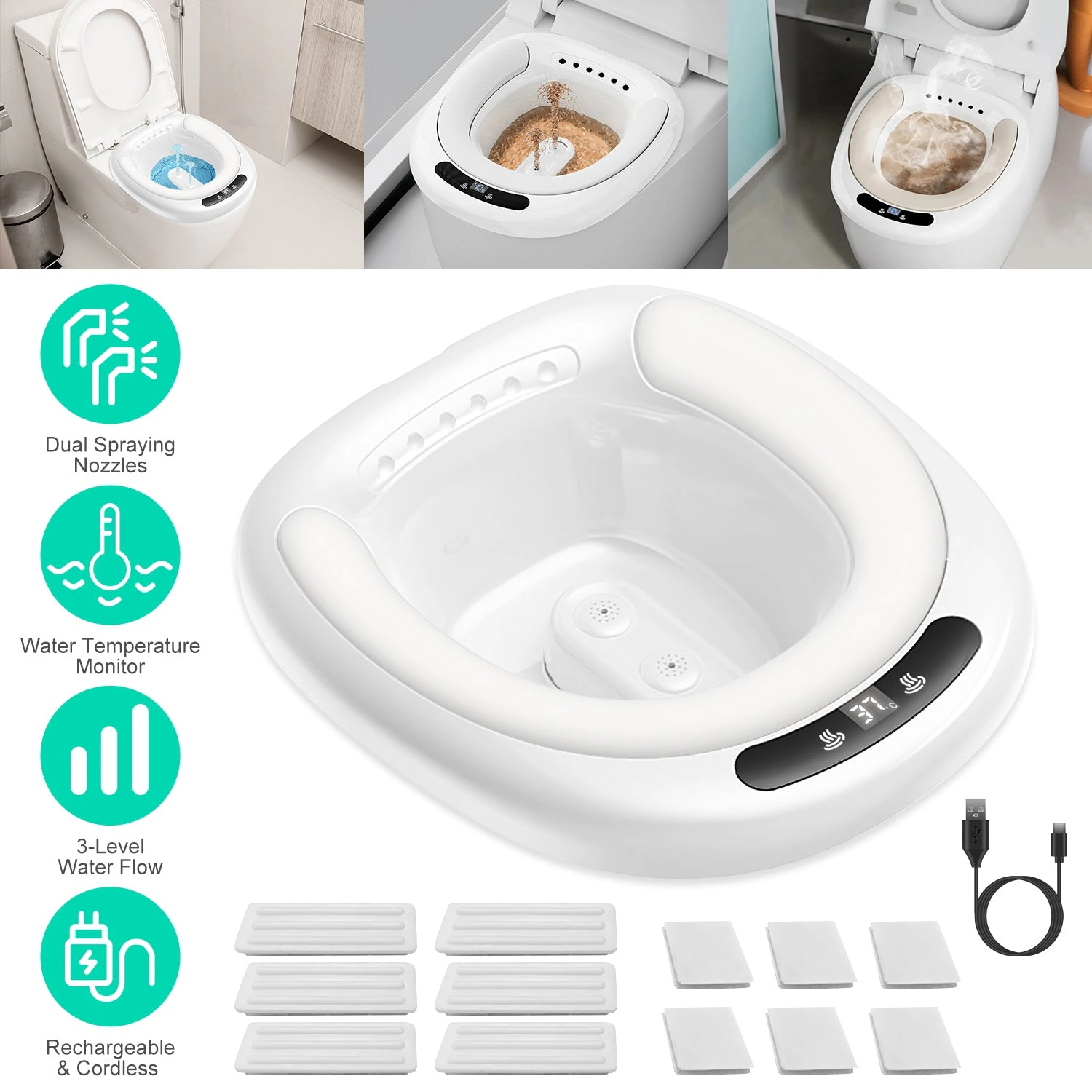 GBruno Electric Sitz Bath Tub With Dual Nozzles