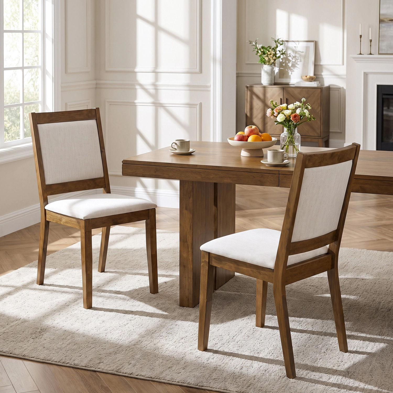 LJG Modern Dining Upholstered Kitchen Chair Set of 2 with Padded Backrest