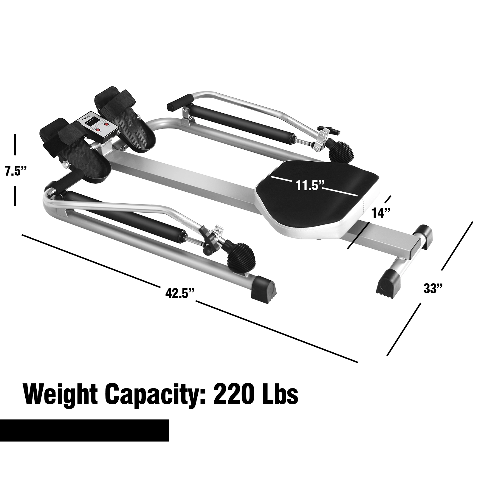 SUGIFT Adjustable Double Hydraulic Resistance Rowing Machine 265-lb Capacity As the Pictures Shown