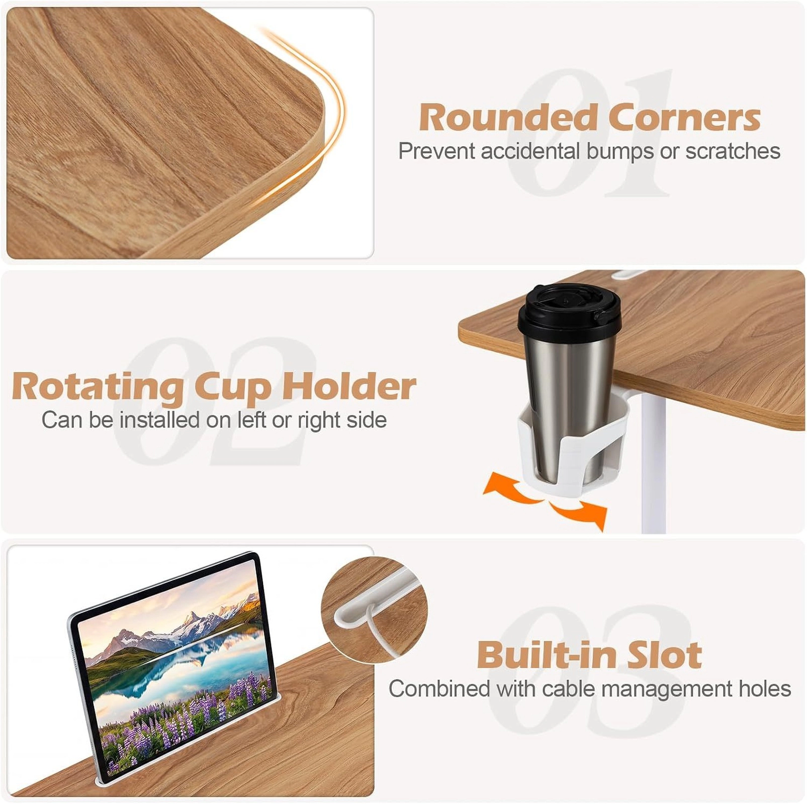 SUGIFT Adjustable Standing Laptop Desk with Wheels, Storage Basket and Cup Holder