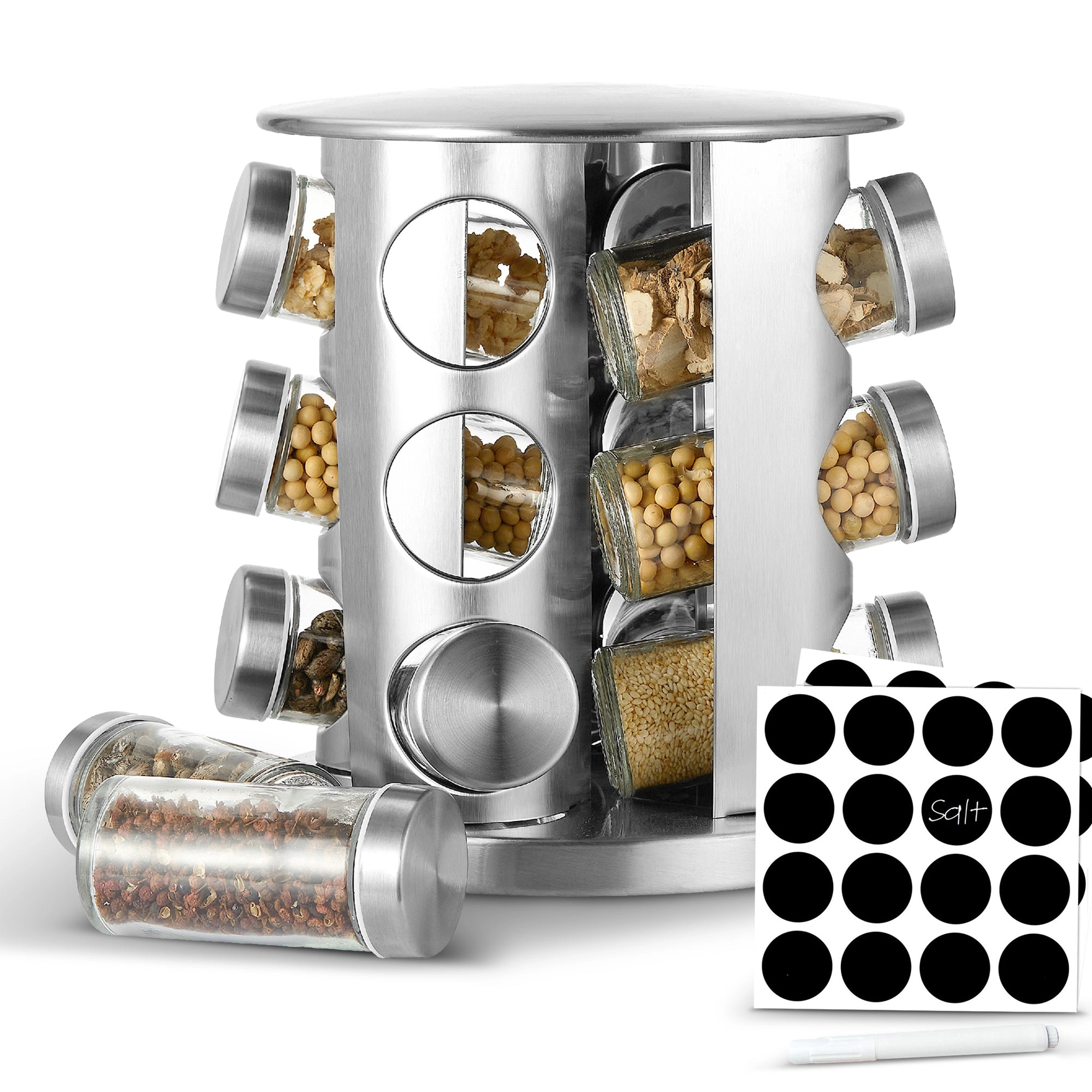 Cheer Collection Rotating Spice Rack for Countertop with 12 Jars