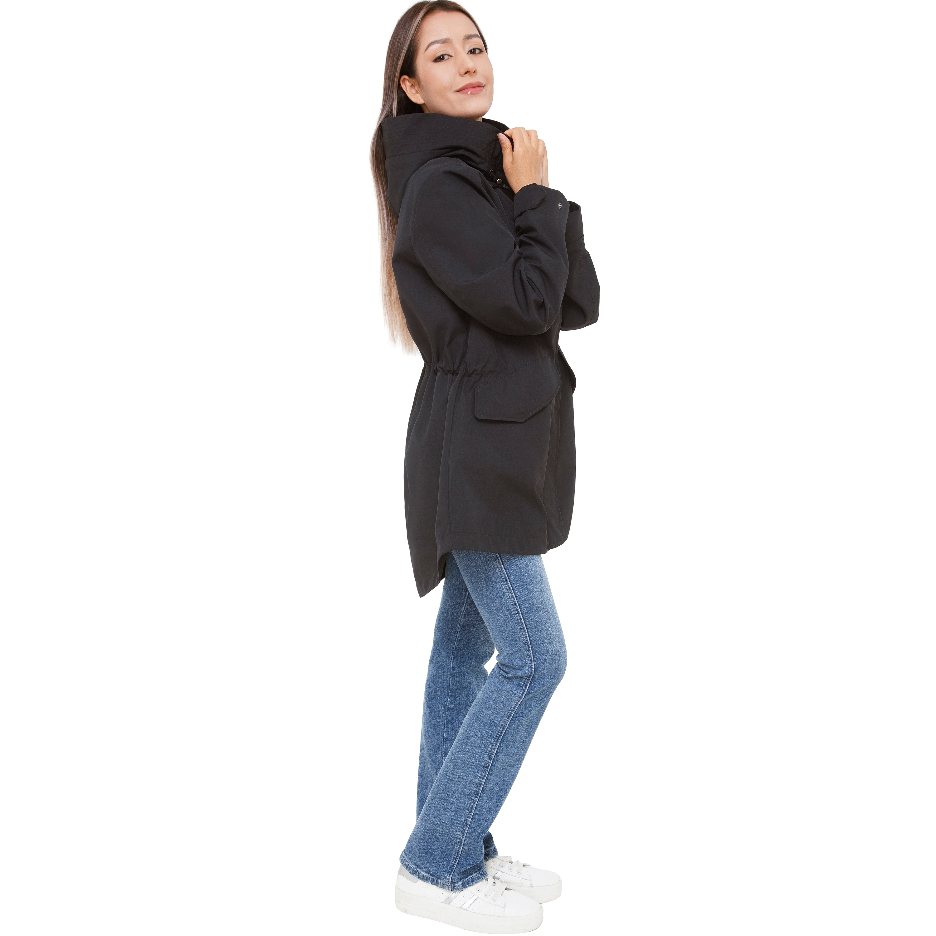 Rokka&Rolla Womens Stand Collar Trench Coat Windbreaker