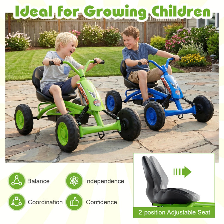 Hivvago Go Kart for Kids 4 Wheel with Steering Handlebars and Adjustable Seat