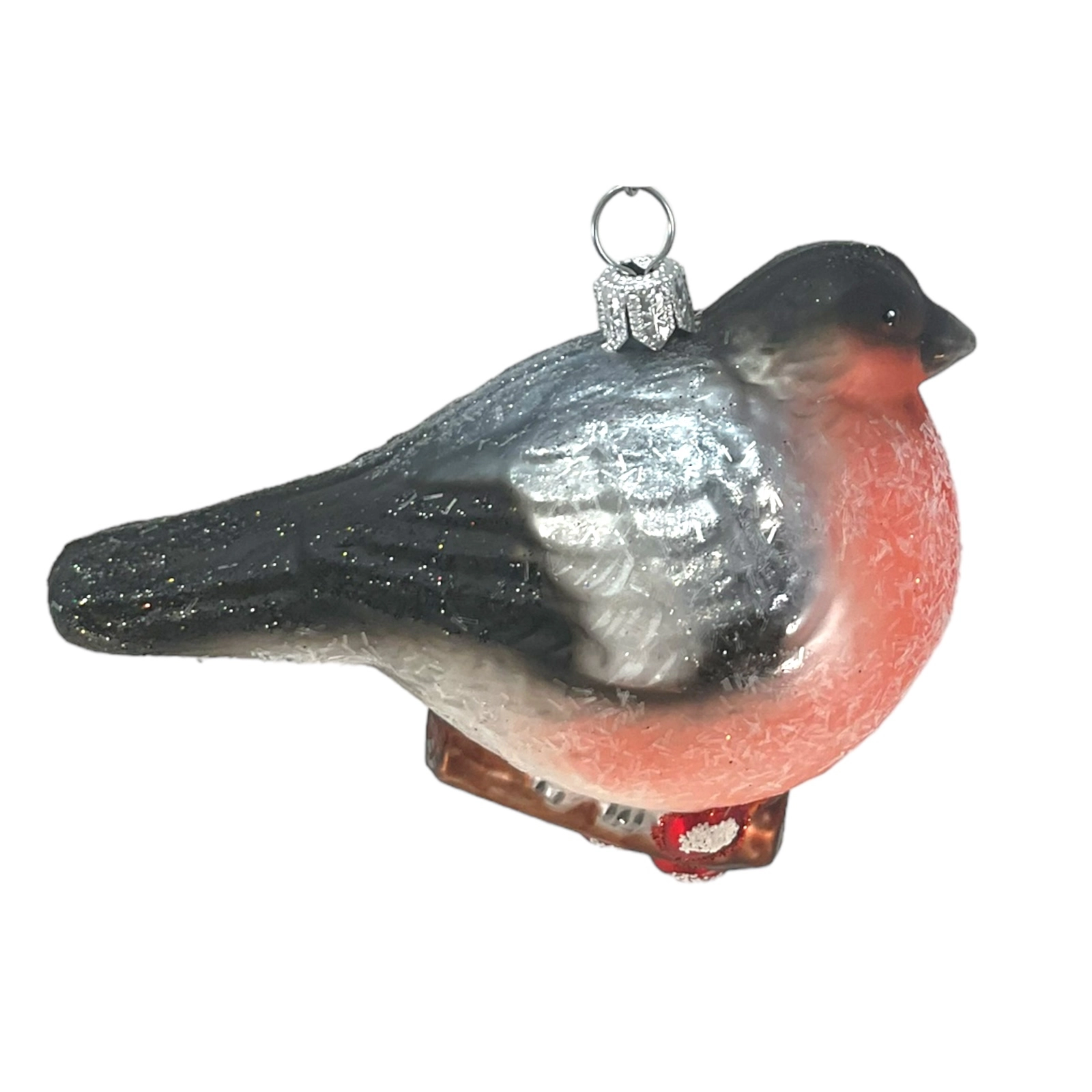 Pinnacle Peak Trading Company Chickadee Bird on Branch Polish Glass Christmas Tree Ornament Wildlife Animal