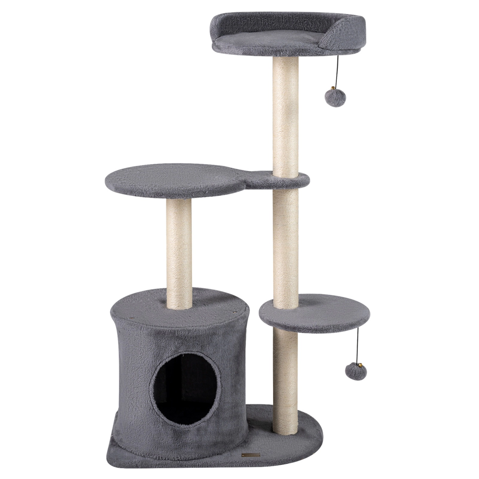 SUGIFT 43-in Gray Cat Tree Tower with Round Plush Perches and Sisal Scratching Posts 23-in Base W