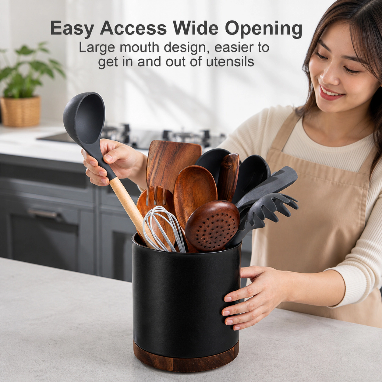 WZK 360 Rotating Ceramic 20 Pcs Kitchen Utensil Holder
