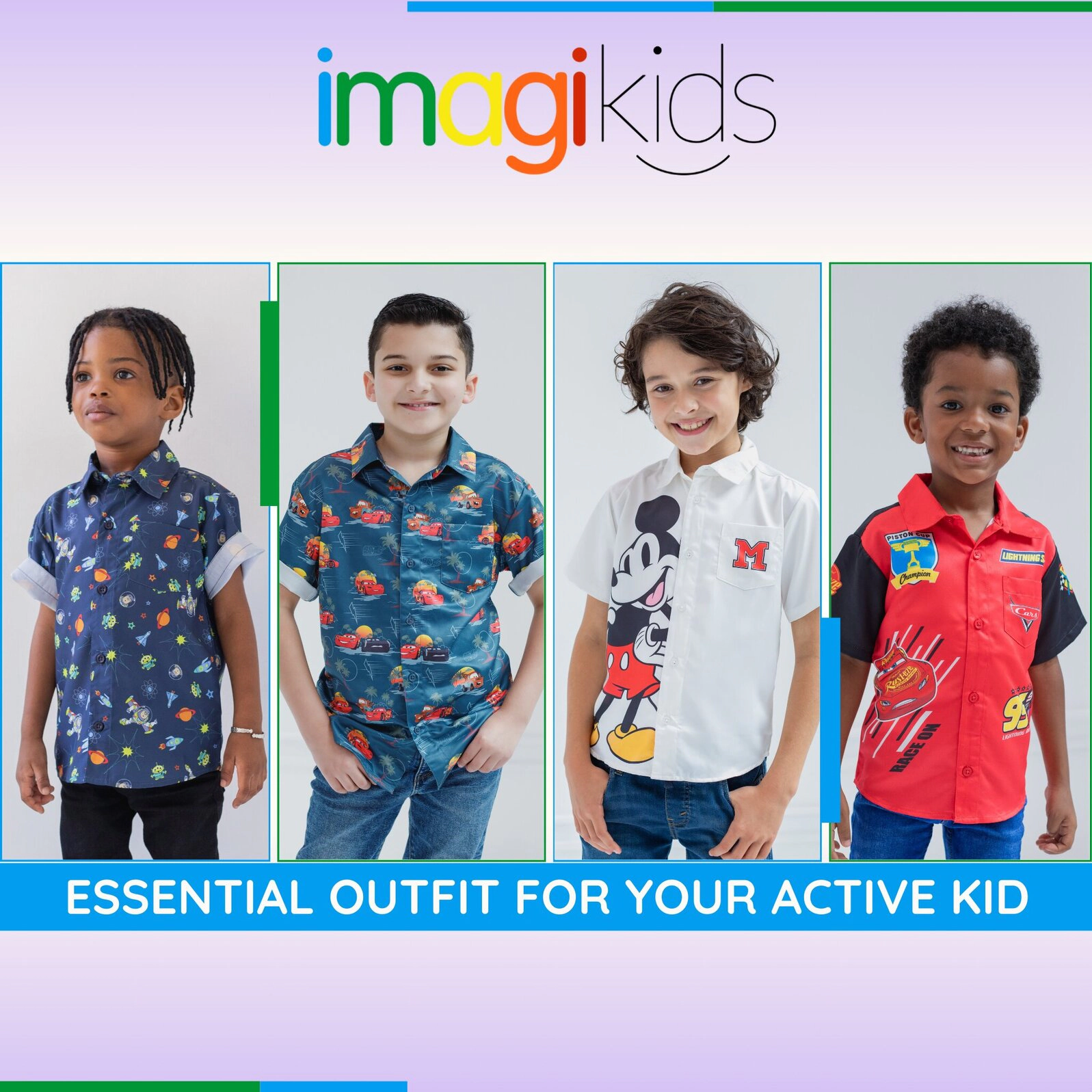 Disney Boys' Short Sleeve Button-Down Shirt