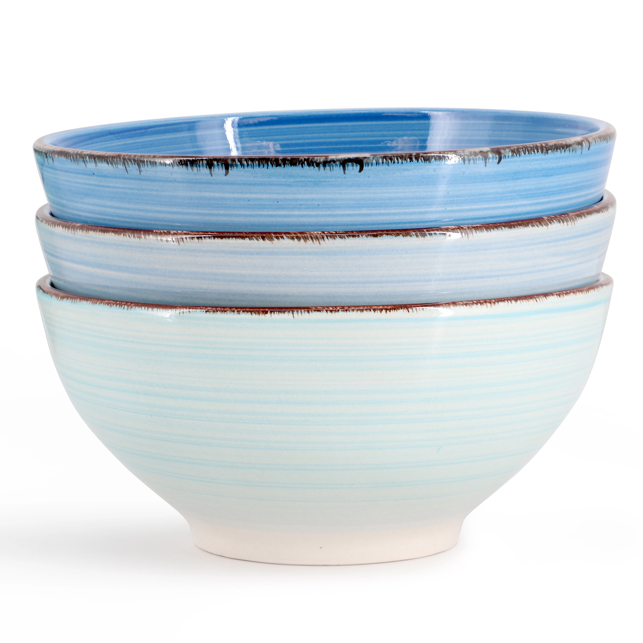 Elama Blue Ridge 6.25 Inch 6 Piece Round Stoneware Assorted Bowl Set