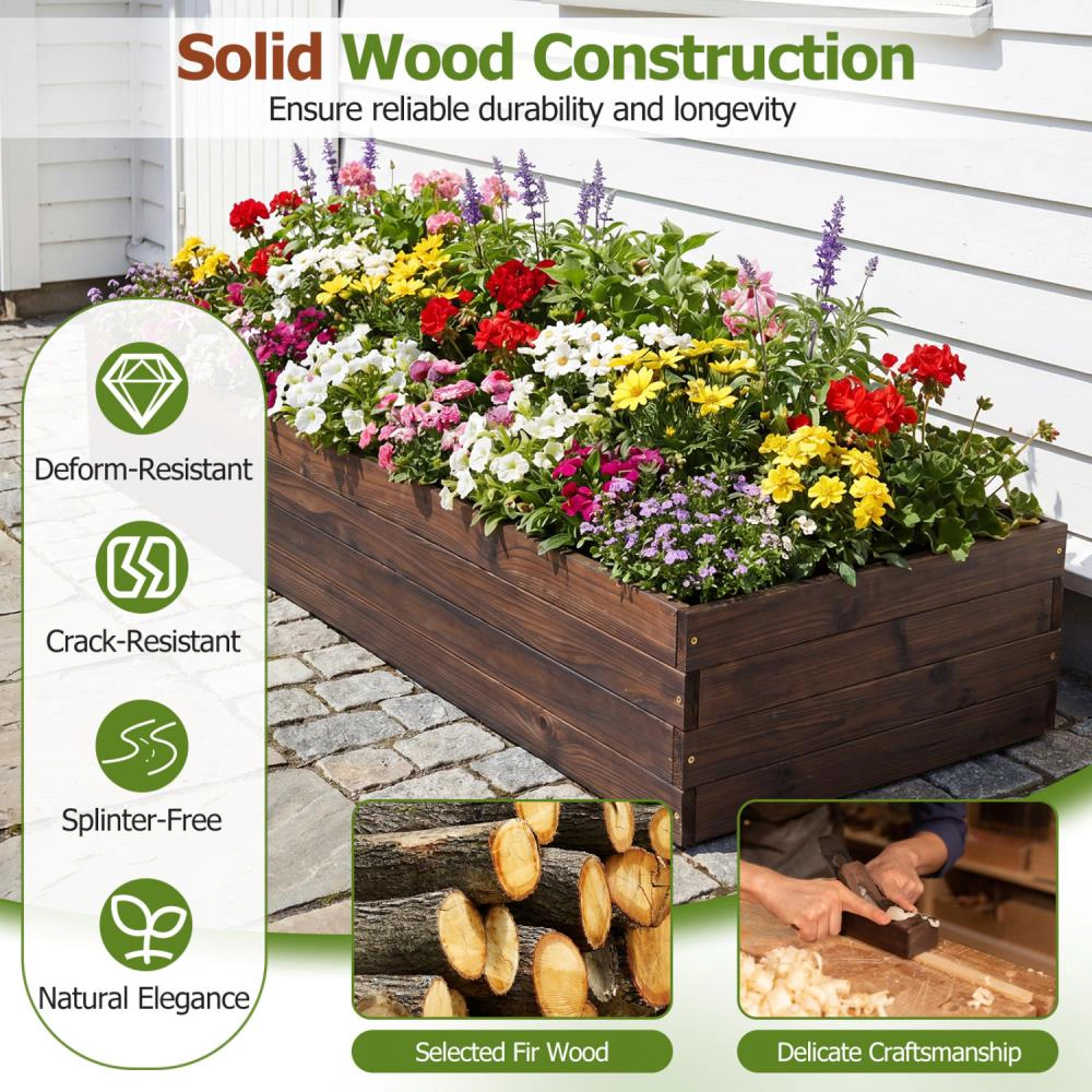 Hivvago Elevated Wooden Garden Planter Box Bed Kit
