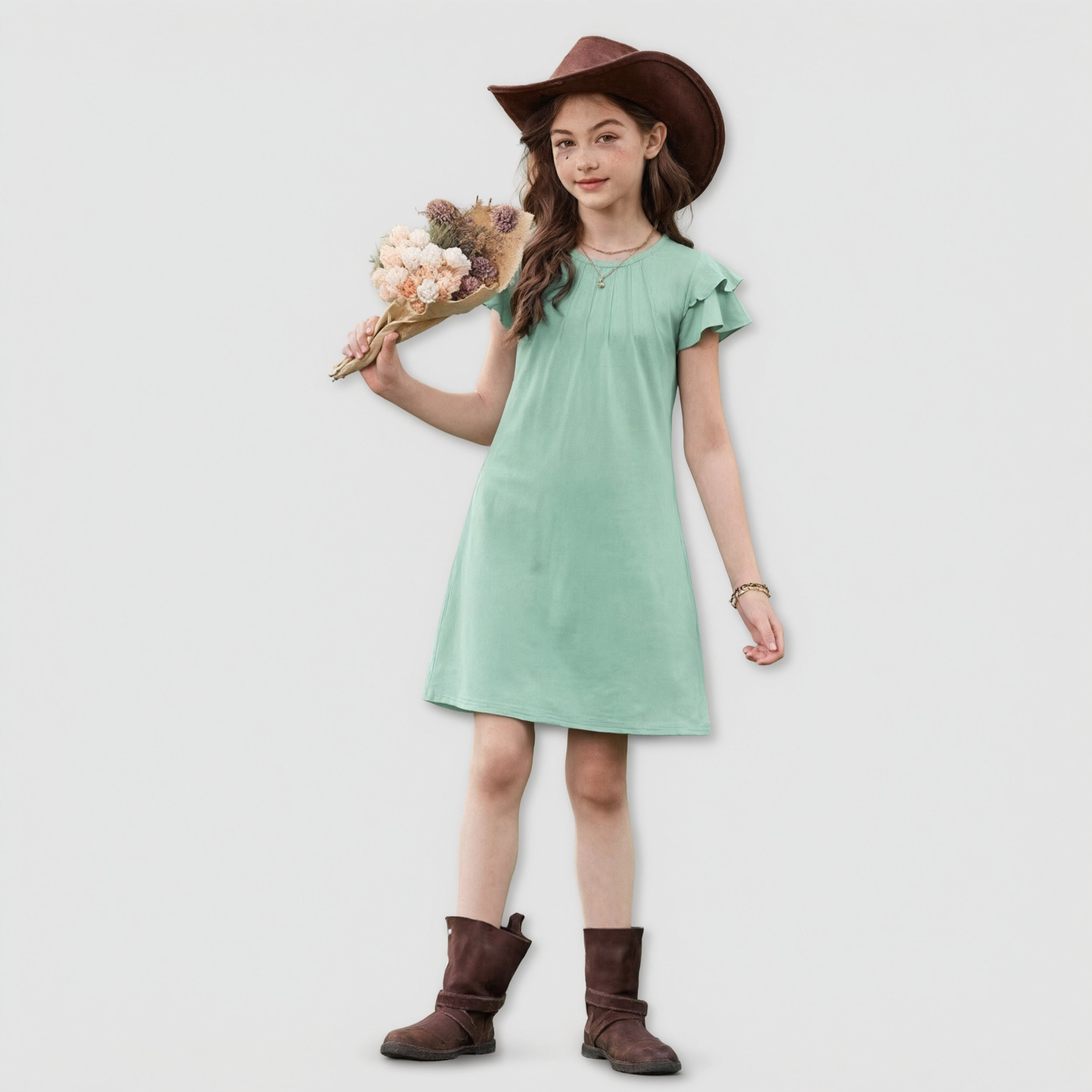 Arshiner Butterfly Dress For Tween Girl Summer Hawaiian Flutter Sleeve Aline Midi Dresses