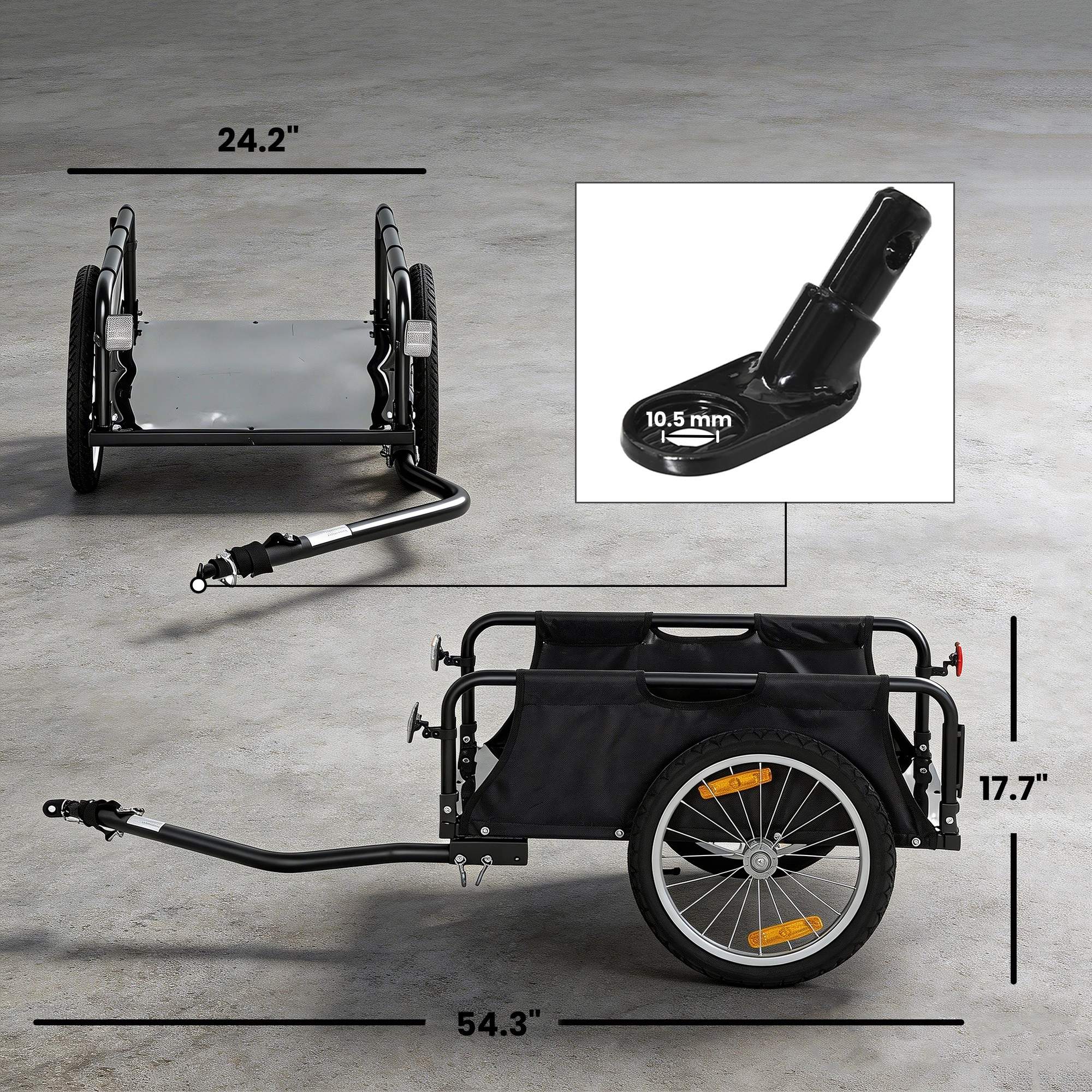 HONGGE Bike Cargo Trailer, Bicycle Trailer Wagon Cart with Quick Release 16" Pneumatic Wheels, Aluminum Rims, Red Flag