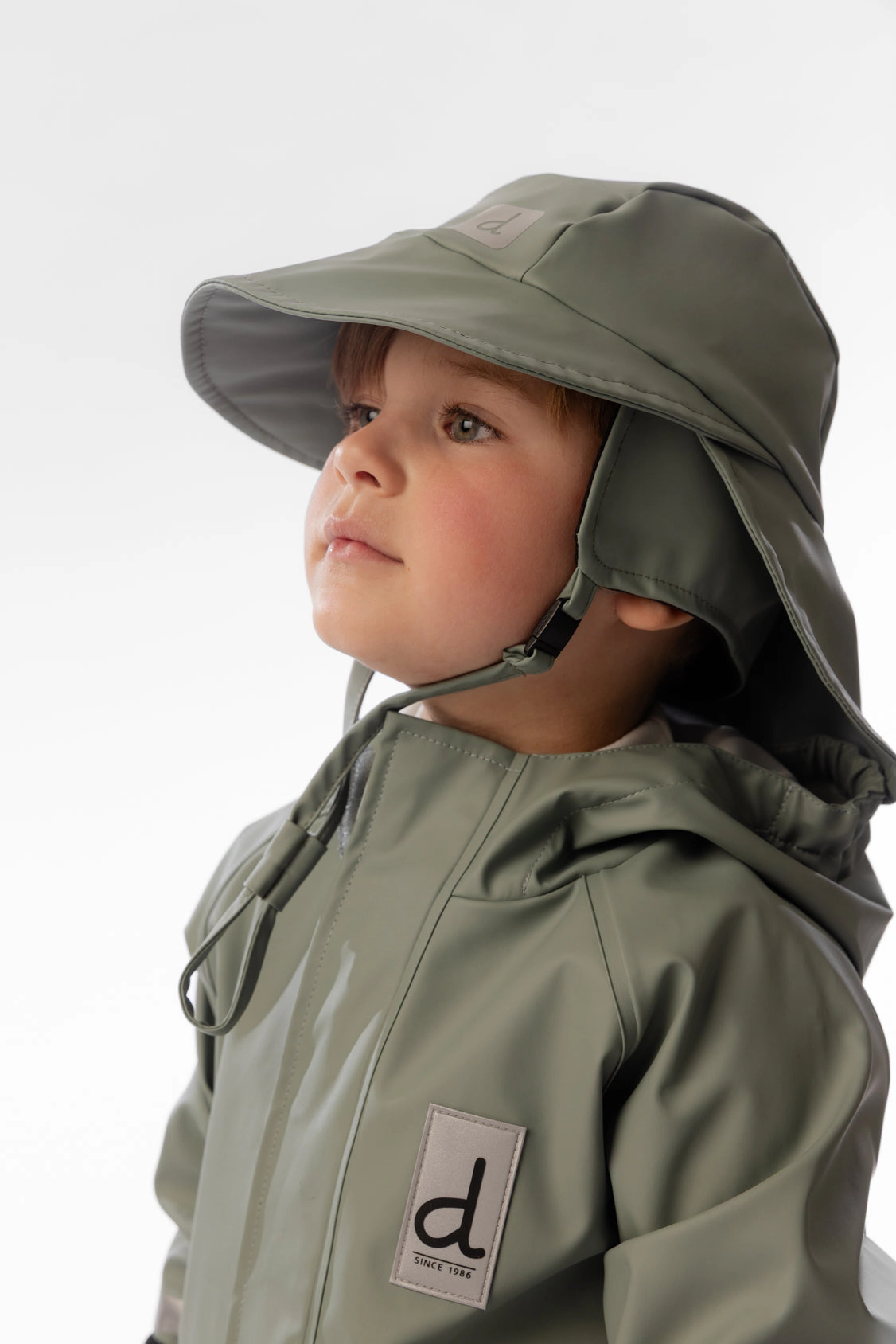 Deux par Deux Unisex Wide-Brim Rain Hat with Ear and Neck Flaps