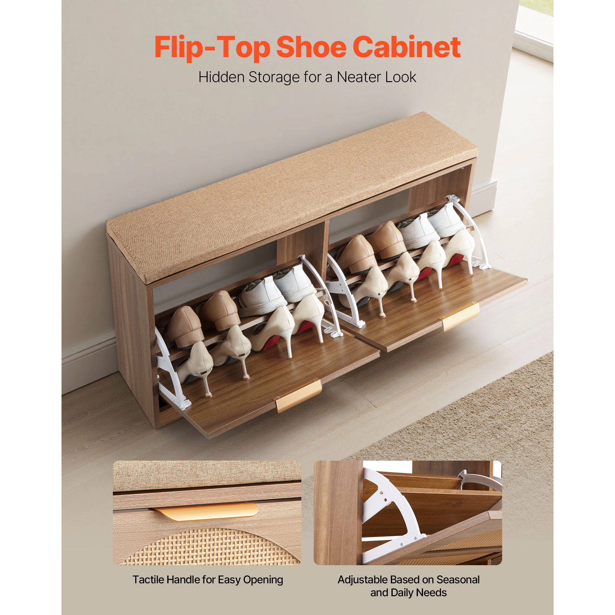 HONGGE Shoe Storage Bench for Hallway Entryway Bedroom