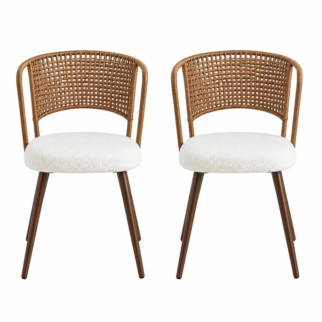 GOODSILO Sturdy Metal Frame Upholstered Woven Dining Seating Chair