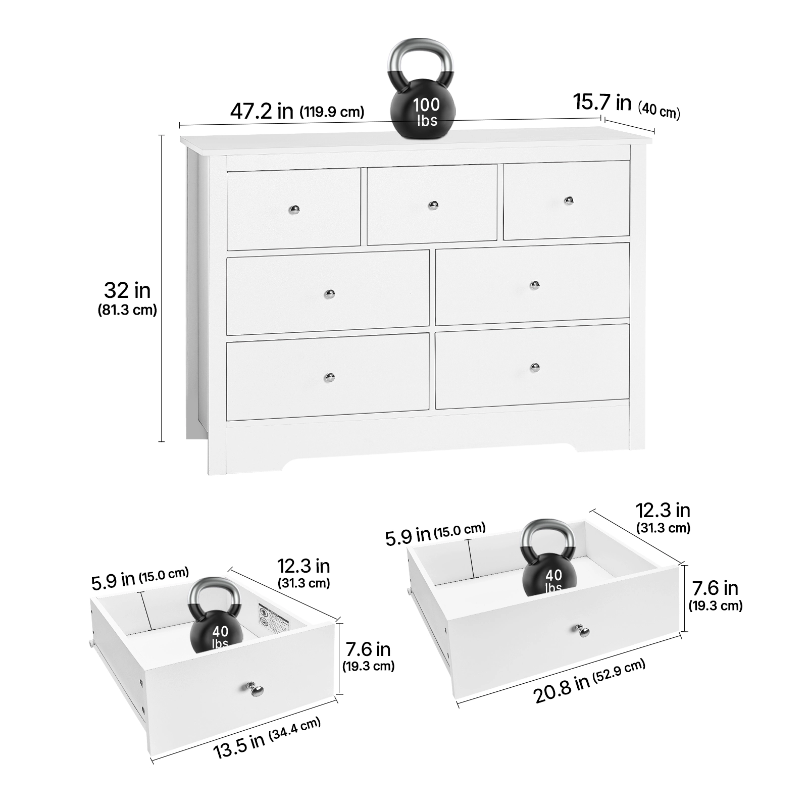 HONGGE Dresser Wooden Chest of Drawers with Sliding with Anti-tip Device Modern Minimalist Dresser Chest Closet Storage