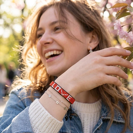 SAWA SAWA Brave Love Bracelet in Red and White Courage