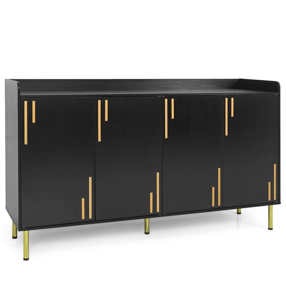 Hivvago Buffet Cabinet With 4 Doors And 5 Metal Legs Modern Credenza